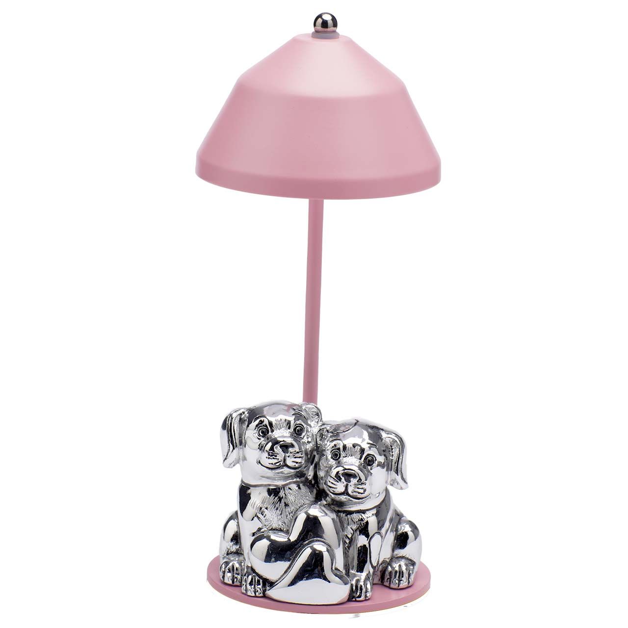 LAMPADA CON CARICA USB E COPPIA CAGNOLINI - ROSA